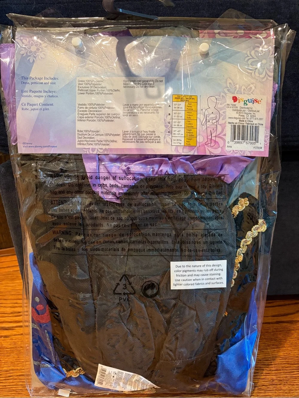 NEW In Package Disney Frozen Anna Children’s Costume size XS 3T-4T